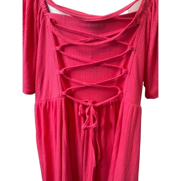 Torrid 3X NWT Rouge Red Dress Textured Knit Flutter Back Tie Dress - Picture 8 of 14